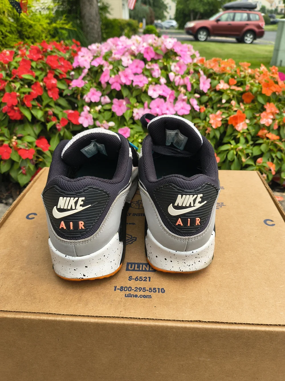 Nike Air Max 90 Black White Orange Accent Sneakers